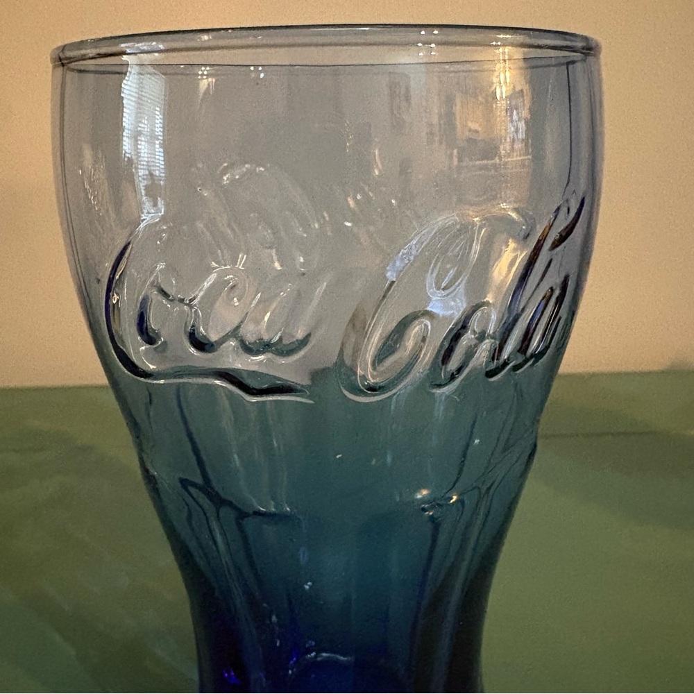 😀Blue Tinted Coca-Cola Glass - Picture 2 of 2